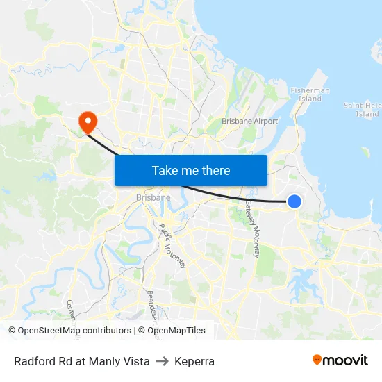 Radford Rd at Manly Vista to Keperra map