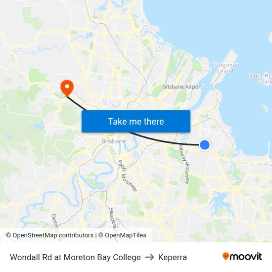 Wondall Rd at Moreton Bay College to Keperra map