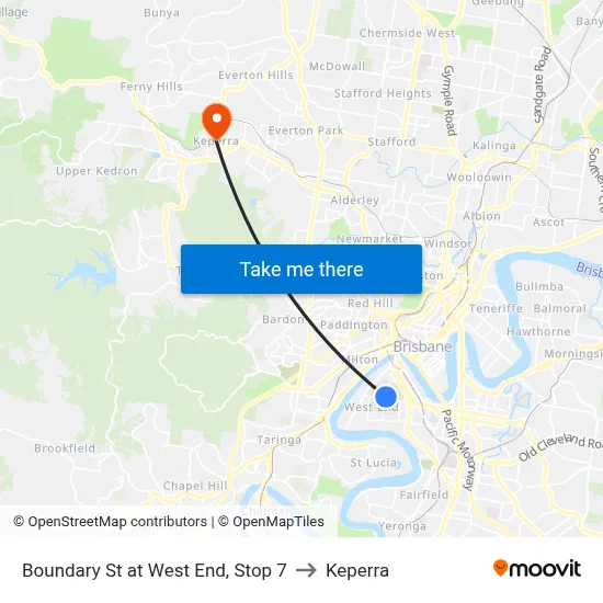 Boundary St at West End, Stop 7 to Keperra map