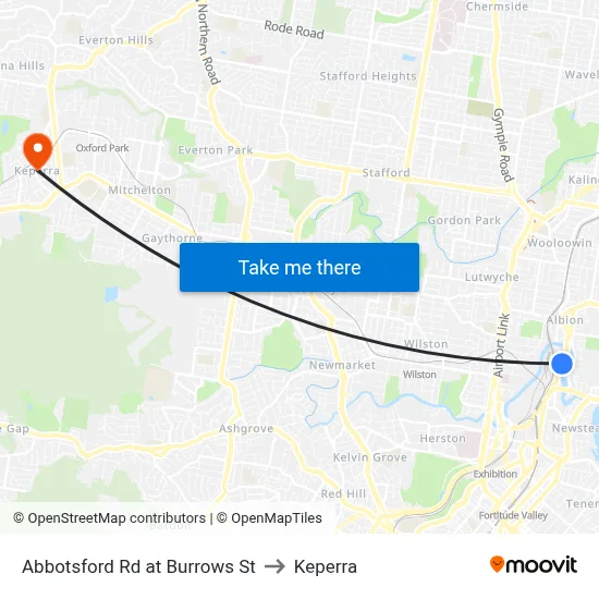 Abbotsford Rd at Burrows St to Keperra map