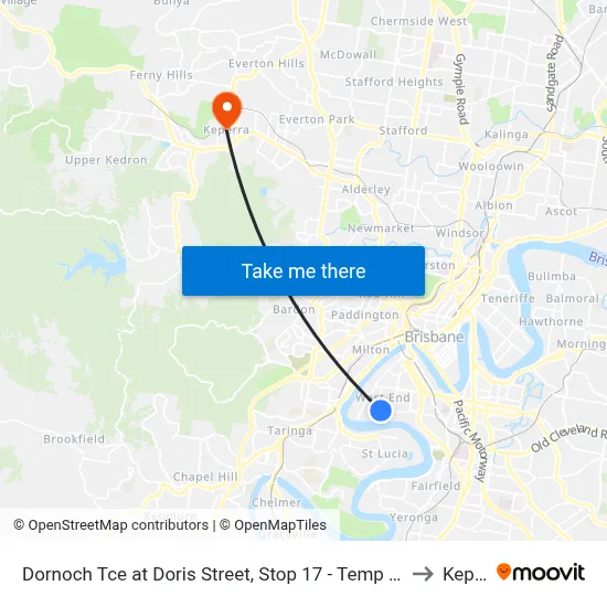 Dornoch Tce at Doris Street, Stop 17 - Temp Closure From 13 July to Keperra map