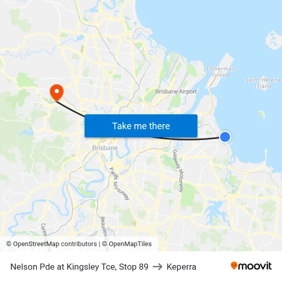 Nelson Pde at Kingsley Tce, Stop 89 to Keperra map
