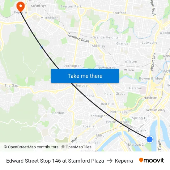 Edward Street Stop 146 at Stamford Plaza to Keperra map