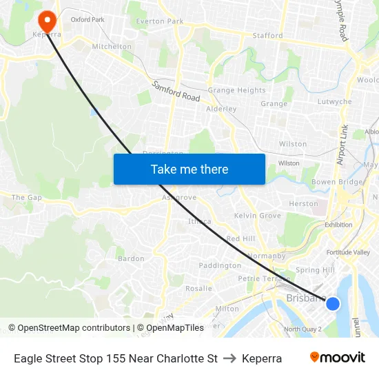 Eagle Street Stop 155 Near Charlotte St to Keperra map
