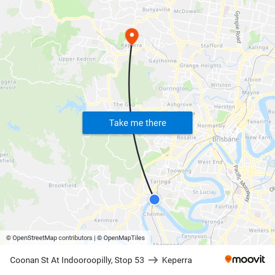 Coonan St At Indooroopilly, Stop 53 to Keperra map