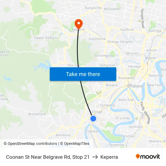 Coonan St Near Belgrave Rd, Stop 21 to Keperra map