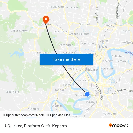 UQ Lakes, Platform C to Keperra map