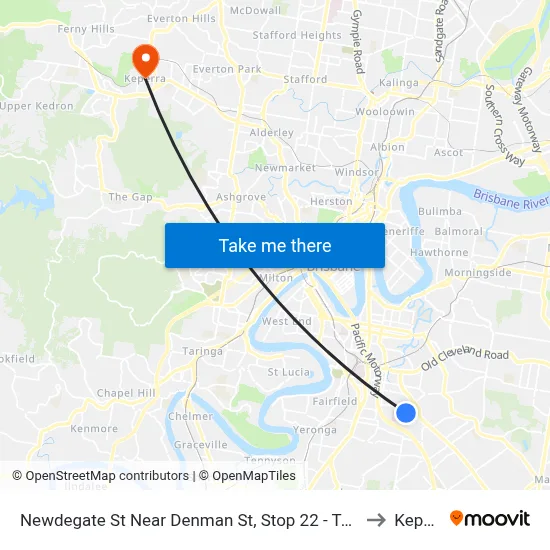 Newdegate St Near Denman St, Stop 22 - Temp Closure to Keperra map