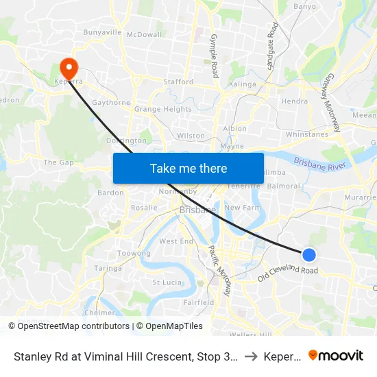 Stanley Rd at Viminal Hill Crescent, Stop 35a to Keperra map