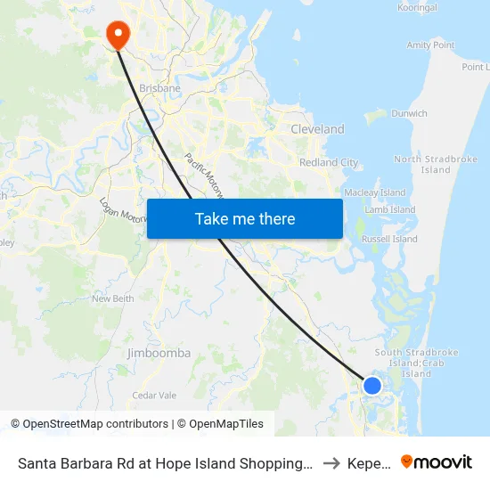 Santa Barbara Rd at Hope Island Shopping Centre to Keperra map