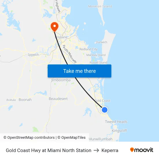 Gold Coast Hwy at Miami North Station to Keperra map