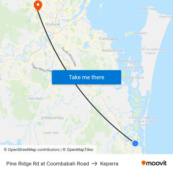Pine Ridge Rd at Coombabah Road to Keperra map
