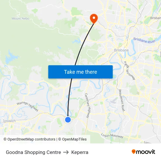 Goodna Shopping Centre to Keperra map