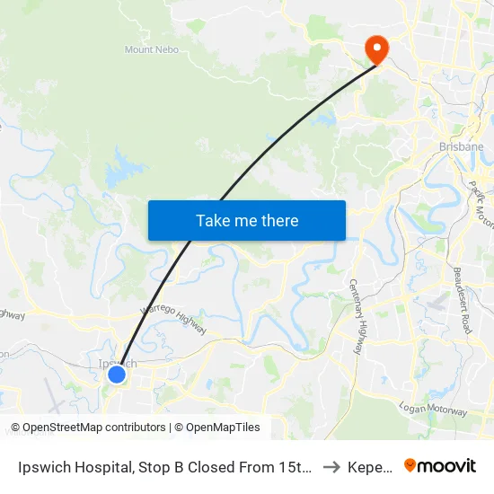 Ipswich Hospital, Stop B to Keperra map