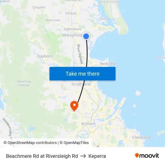 Beachmere Rd at Riversleigh Rd to Keperra map