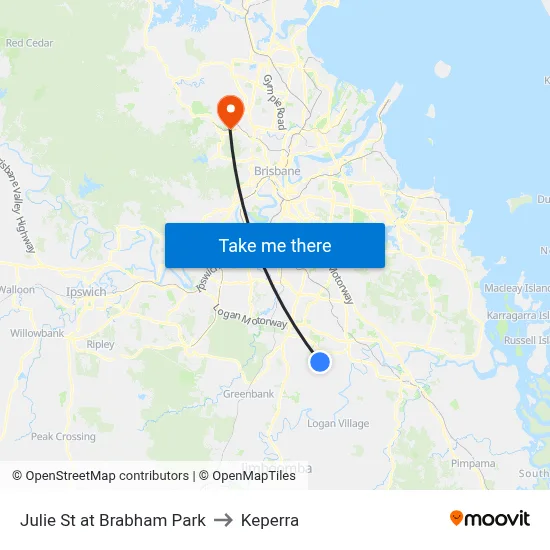 Julie St at Brabham Park to Keperra map