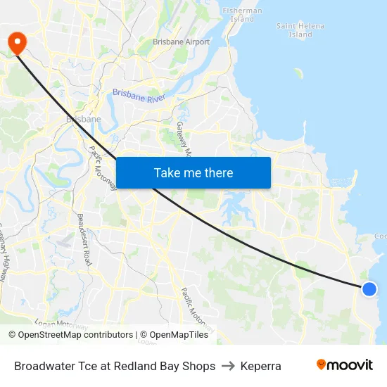 Broadwater Tce at Redland Bay Shops to Keperra map