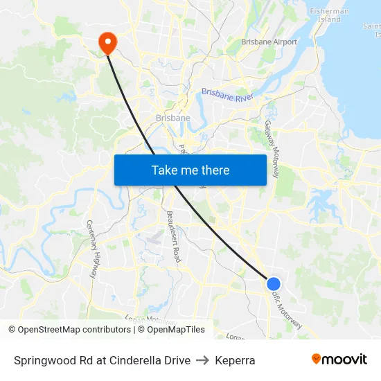 Springwood Rd at Cinderella Drive to Keperra map