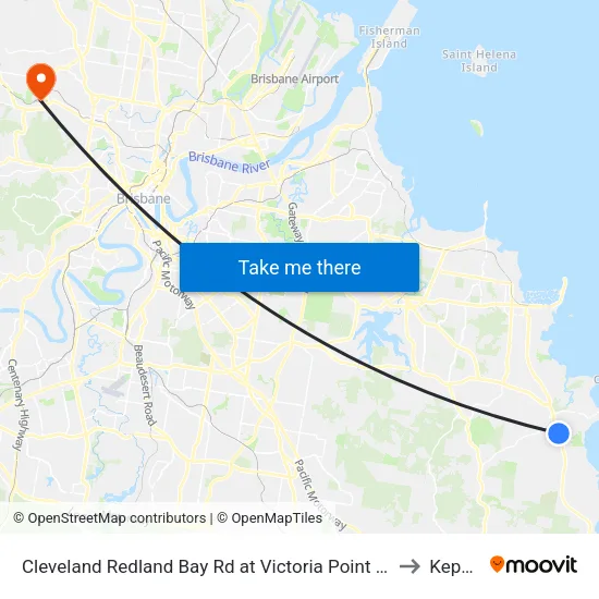 Cleveland Redland Bay Rd at Victoria Point High School to Keperra map
