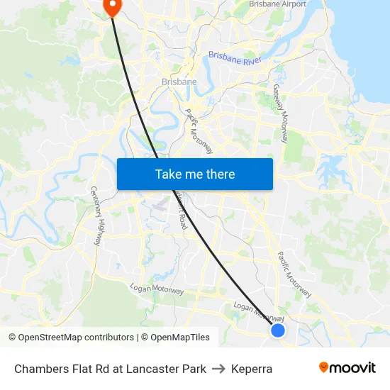 Chambers Flat Rd at Lancaster Park to Keperra map