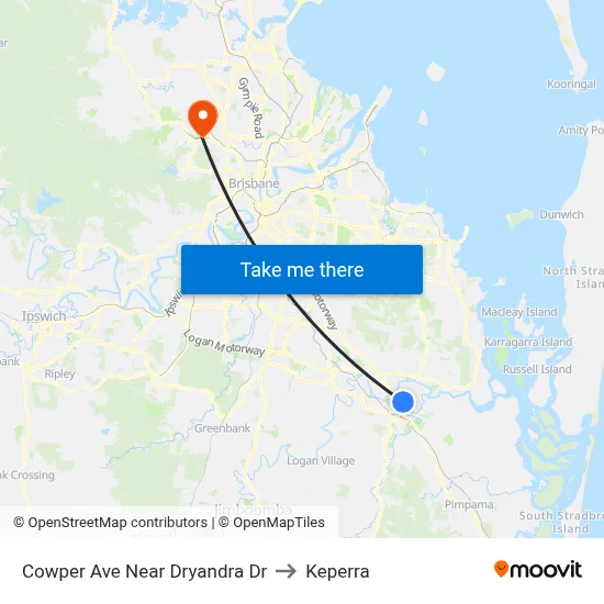 Cowper Ave Near Dryandra Dr to Keperra map
