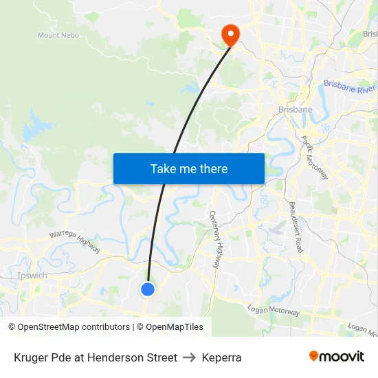 Kruger Pde at Henderson Street to Keperra map