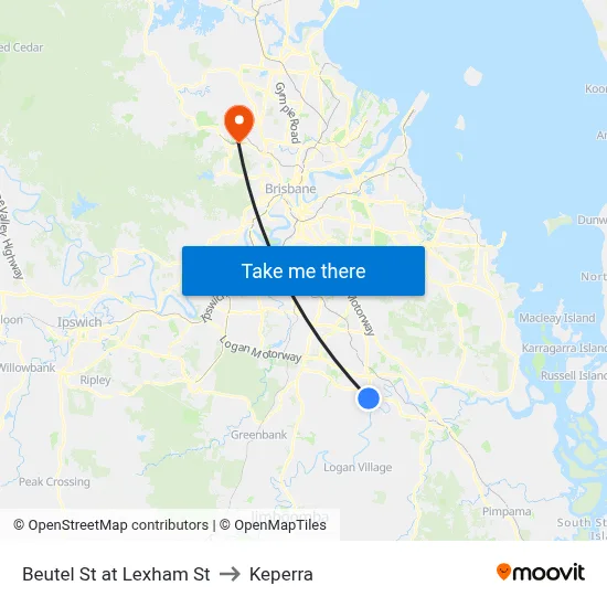 Beutel St at Lexham St to Keperra map