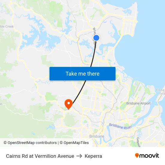 Cairns Rd at Vermilion Avenue to Keperra map