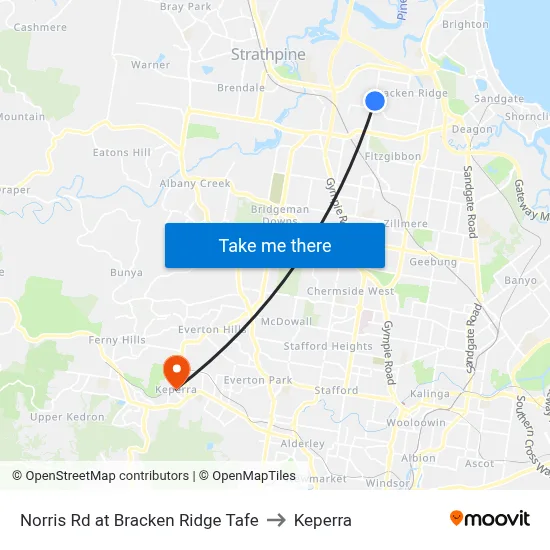 Norris Rd at Bracken Ridge Tafe to Keperra map
