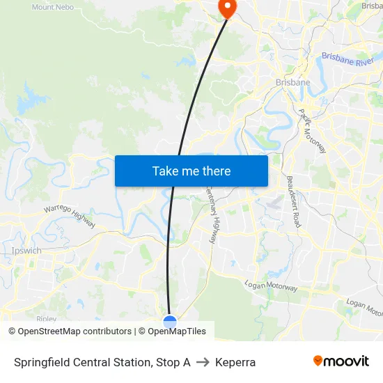 Springfield Central Station, Stop A to Keperra map