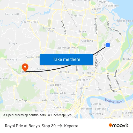 Royal Pde at Banyo, Stop 30 to Keperra map