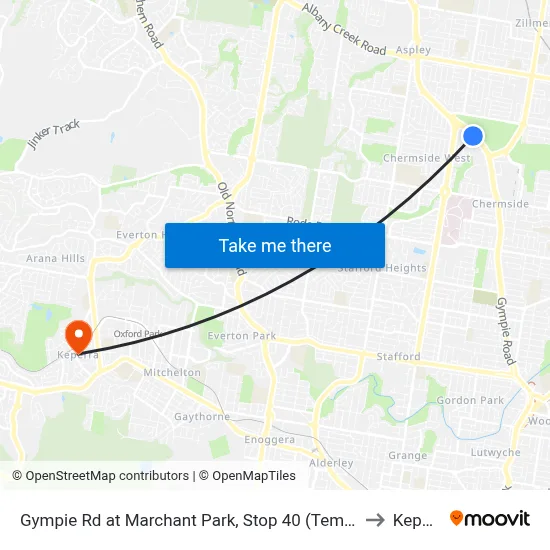 Gympie Rd at Marchant Park, Stop 40 (Temp Closure) to Keperra map