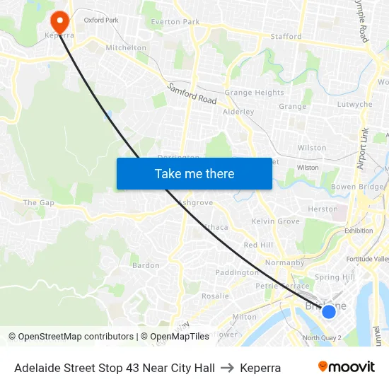 Adelaide Street Stop 43 Near City Hall to Keperra map