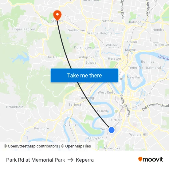 Park Rd at Memorial Park to Keperra map