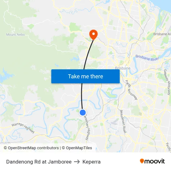 Dandenong Rd at Jamboree to Keperra map