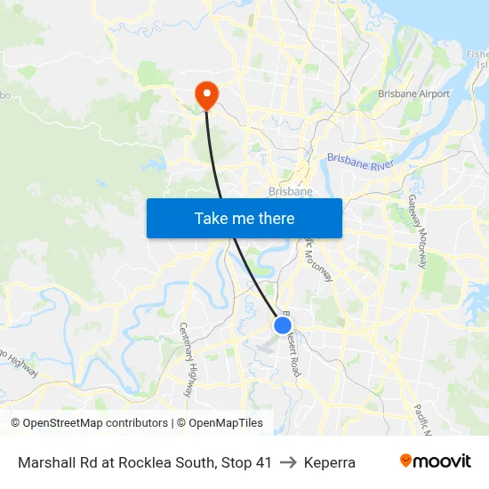 Marshall Rd at Rocklea South, Stop 41 to Keperra map