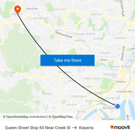 Queen Street Stop 60 Near Creek St to Keperra map
