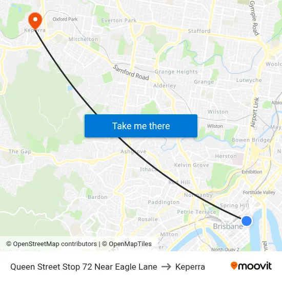 Queen Street Stop 72 Near Eagle Lane to Keperra map