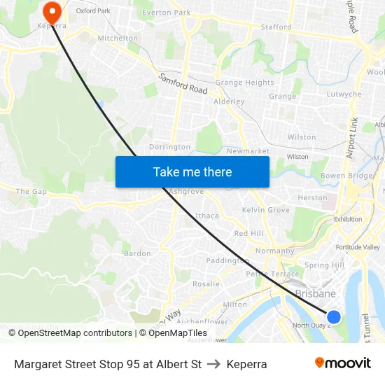 Margaret Street Stop 95 at Albert St to Keperra map