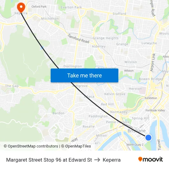 Margaret Street Stop 96 at Edward St to Keperra map