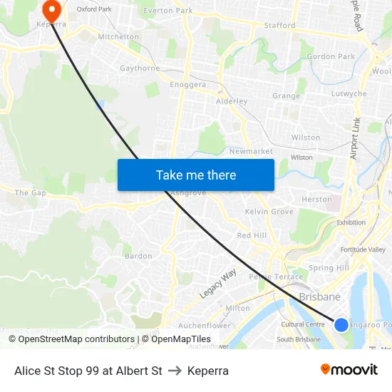 Alice St Stop 99 at Albert St to Keperra map