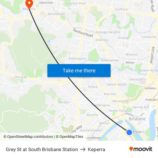 Grey St at South Brisbane Station to Keperra map