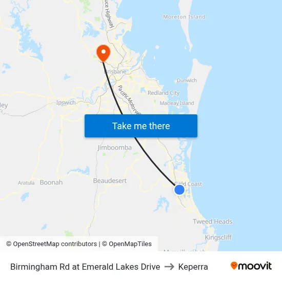 Birmingham Rd at Emerald Lakes Drive to Keperra map