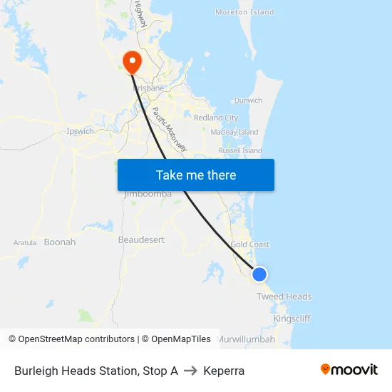 Burleigh Heads Station, Stop A to Keperra map