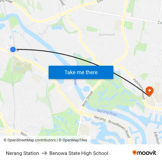 Nerang Station to Benowa State High School map