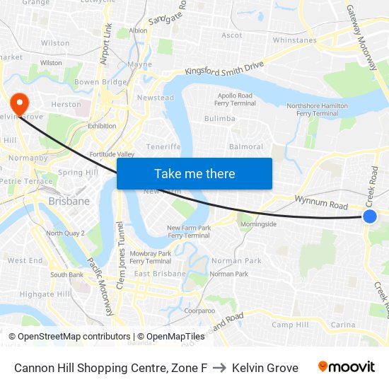 Cannon Hill Shopping Centre, Zone F to Kelvin Grove map