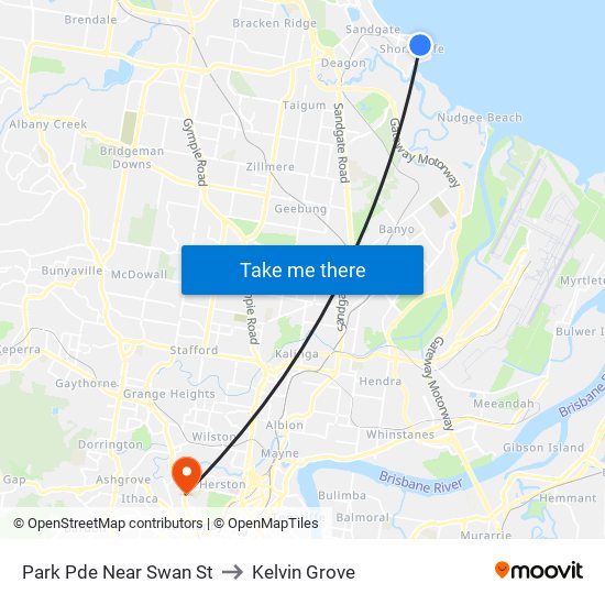 Park Pde Near Swan St to Kelvin Grove map