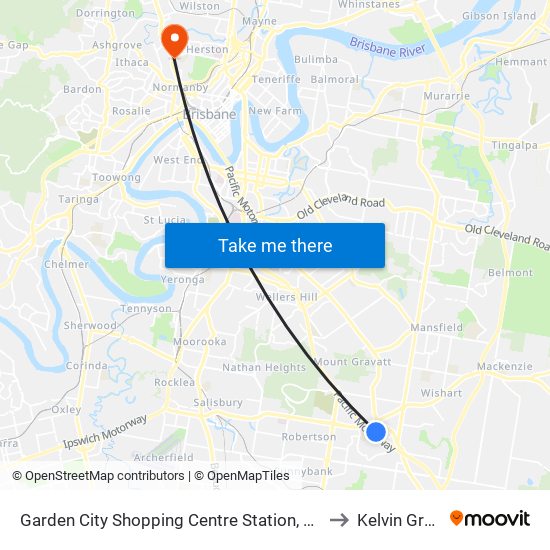 Garden City Shopping Centre Station, Stop C to Kelvin Grove map