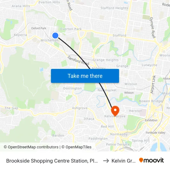 Brookside Shopping Centre Station, Platform B to Kelvin Grove map
