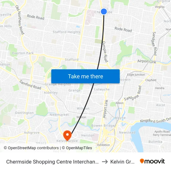 Chermside Shopping Centre Interchange H to Kelvin Grove map